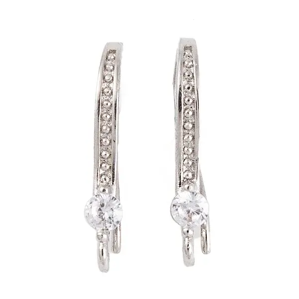 Rack Plating Brass Cubic Zirconia Earring Hooks