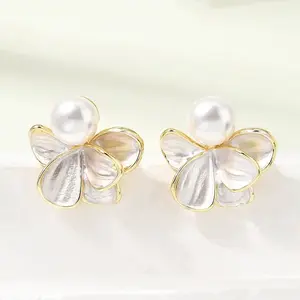 Brass Enamel Stud Earrings