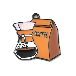 Coffee Theme Alloy Enamel Pendants