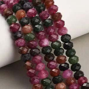 Faceted Dyed Natural White Jade Beads Strands