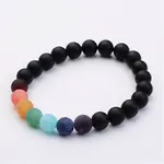 Natural Dyed & Heated Black Agate & Gemstone Beads Stretch Bracelets