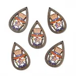 American Flag Theme Single Face Printed Aspen Wood Pendants