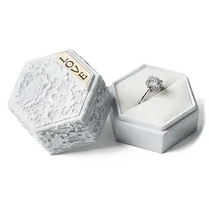 Embossed Hexagon Plastic Rings Storage Boxes