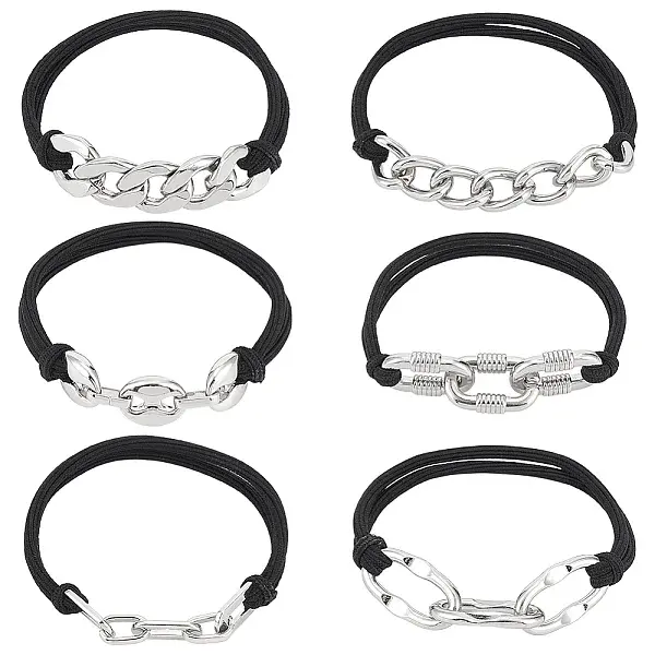 6Pcs 6 Styles Elastic Hair Ties