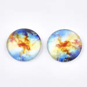 Starry Sky Pattern Printed Glass Cabochons