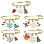 5Pcs Christmas Theme Iron Brooches