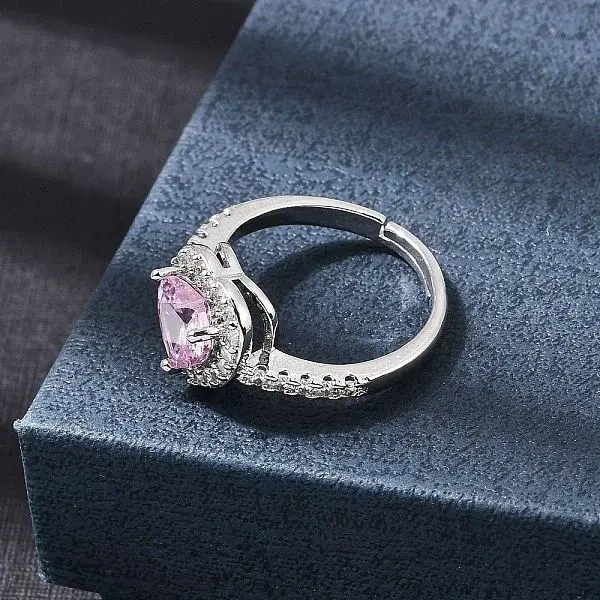 Brass Micro Pave Cubic Zirconia Cuff Open Rings
