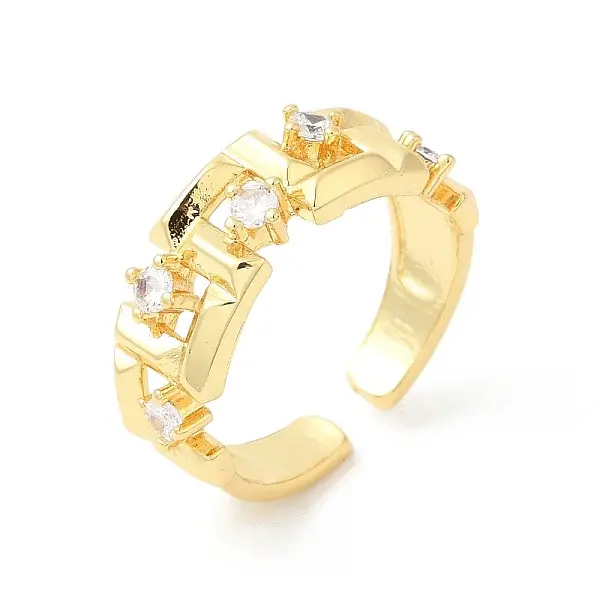 Clear Cubic Zirconia Rectangle Open Cuff Rings