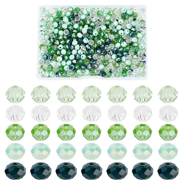 500Pcs 5 Colors Glass Beads Strands