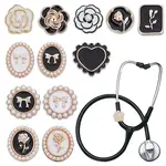 12Pcs Resin Enamel Stethoscope Pendant Decorations