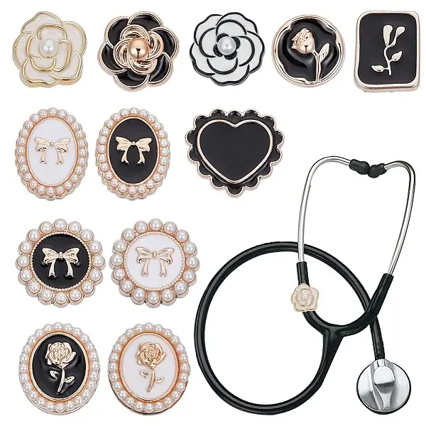 12Pcs Resin Enamel Stethoscope Pendant Decorations