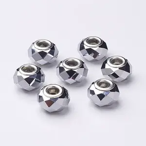 Electroplate Glass European Beads