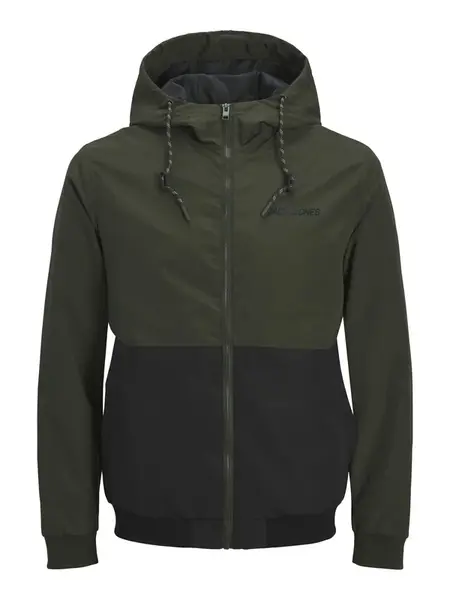 JACK & JONES Prechodná bunda 'JJERush'  olivová / čierna