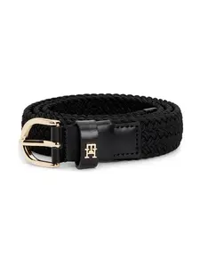 TOMMY HILFIGER Opasky 'Essential TH Monogram Braided Elastic'  čierna