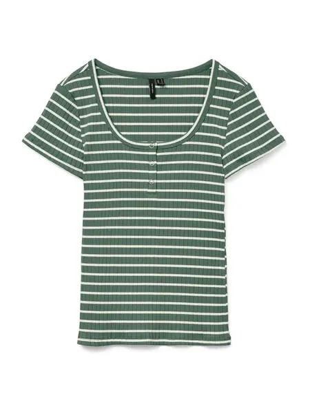 VERO MODA Tričko 'VMSEA'  trstinová / biela