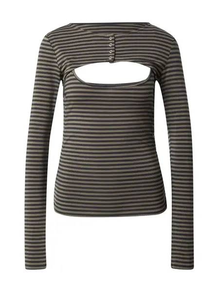WEEKDAY Top 'Ray'  tmavozelená / čierna