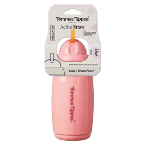 Tommee Tippee Hrneček s brčkem Active 12m+ 266 ml růžový
