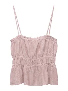 Pull&Bear Top  burgundská / biela