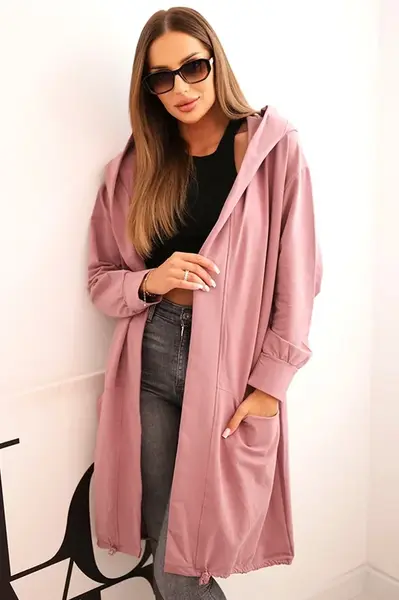 Pelerína s kapucí oversize tmavě růžová