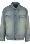 Karl Kani Prechodná bunda  modrá denim / biela