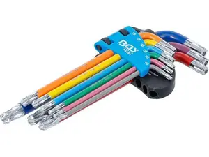 BGS technic Zástrčné klíče Torx s otvorem T10-T50 barevné, s kuličkou, 9 ks - BGS 74464