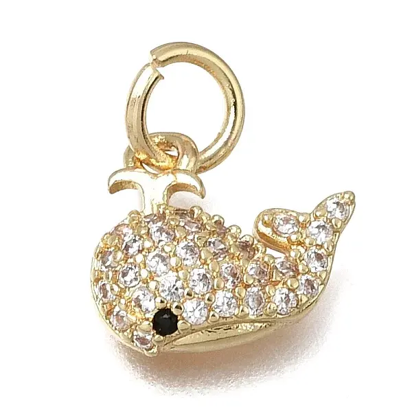 Brass Micro Pave Clear Cubic Zirconia Charms