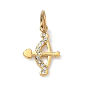 304 Stainless Steel Micro Pave Clear Cubic Zirconia Pendants