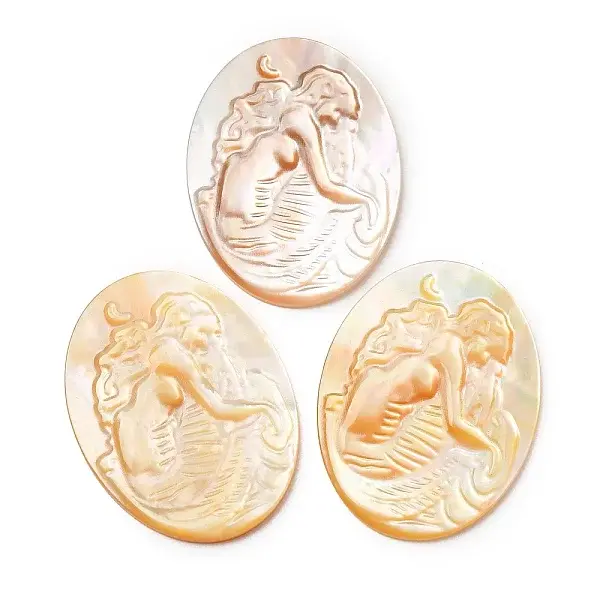 Natural Yellow Shell Carved Cabochons