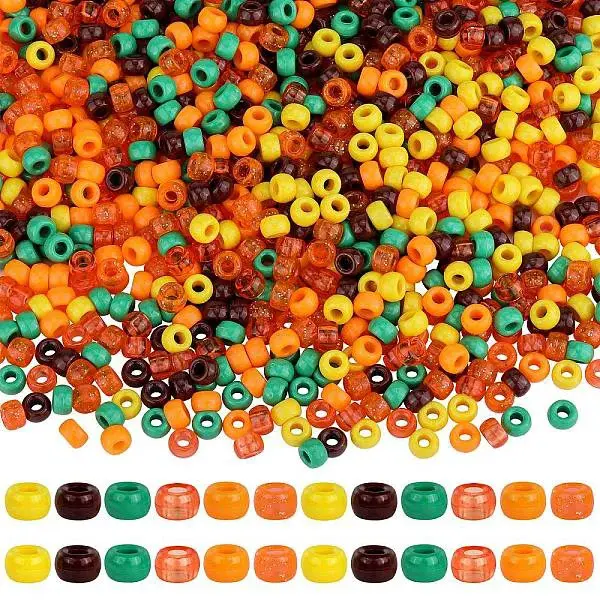 1200Pcs 6 Styles Opaque &  Transparent Plastic Beads