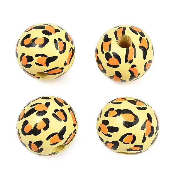Printed Wood European Beads