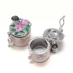 Enamel Column with Flower Rack Plating Brass Prayer Box Pendants