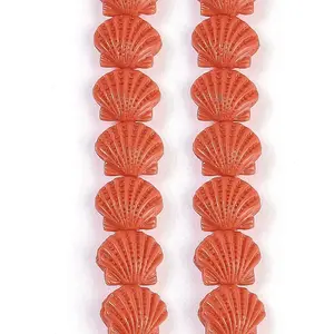 Synthetic Coral Dyed Carved Beads Strands