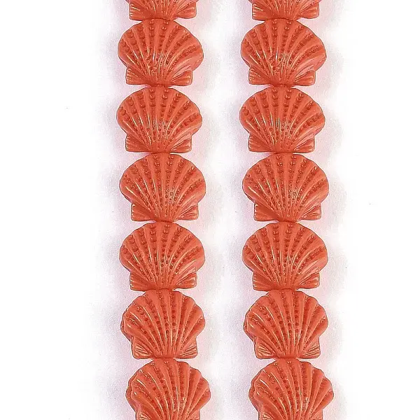 Synthetic Coral Dyed Carved Beads Strands