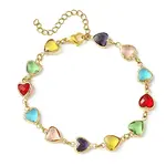 Colorful Glass Heart Link Bracelets