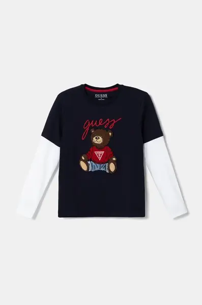 Guess Detská bavlnená košeľa s dlhým rukávom Guess