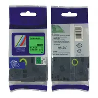 Kompatibilní páska s Brother HGe-721, 9mm x 8m, černý tisk / zelený podklad, vysokorychlostní