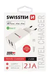 SWISSTEN SÍŤOVÝ ADAPTÉR SMART IC 2x USB 2,1A POWER + DATOVÝ KABEL USB / LIGHTNING MFi 1,2 M, BÍLÁ