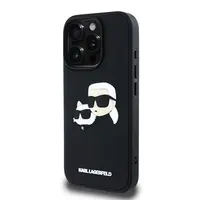 Zadní kryt Karl Lagerfeld 3D Rubber Double Heads pro Apple iPhone 16 Pro, černá