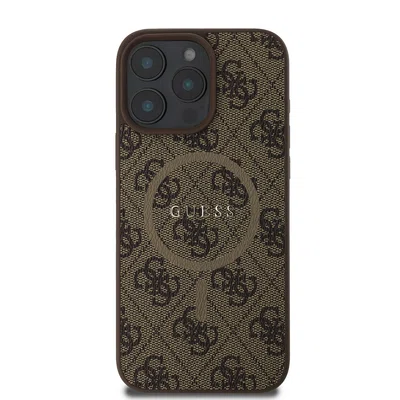 Zadní kryt Guess PU Leather 4G Colored Ring MagSafe pro Apple iPhone 16 Pro Max, hnědá