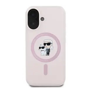 Zadní kryt Karl Lagerfeld Liquid Silicone Karl and Choupette MagSafe pro Apple iPhone 16 růžová