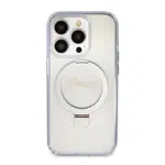 Zadní kryt Guess IML Ring Stand Glitter MagSafe pro Apple iPhone 15 Pro, transparentní