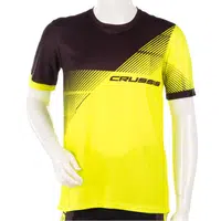Pánské sportovní triko s krátkým rukávem Crussis černá/žlutá fluo S
