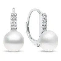 Brilio Silver Krásne strieborné náušnice s perlami a zirkónmi EA94