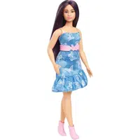 Barbie Modelka - modré šaty s motýlikmi