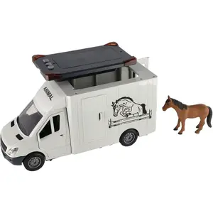 Auto prepravník zvierat plast 28 cm s koňom na zotrvačník so svetlom so zvukom šedej