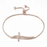 Adjustable Brass Micro Pave Cubic Zirconia Slider Bracelets