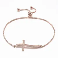 Adjustable Brass Micro Pave Cubic Zirconia Slider Bracelets