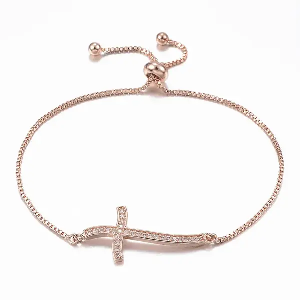 Adjustable Brass Micro Pave Cubic Zirconia Slider Bracelets