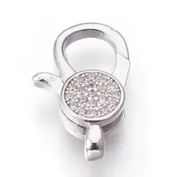 Brass Micro Pave Cubic Zirconia Lobster Claw Clasps