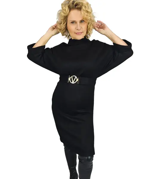Pri Knitted midi dress with belt and bat sleeves ALENA